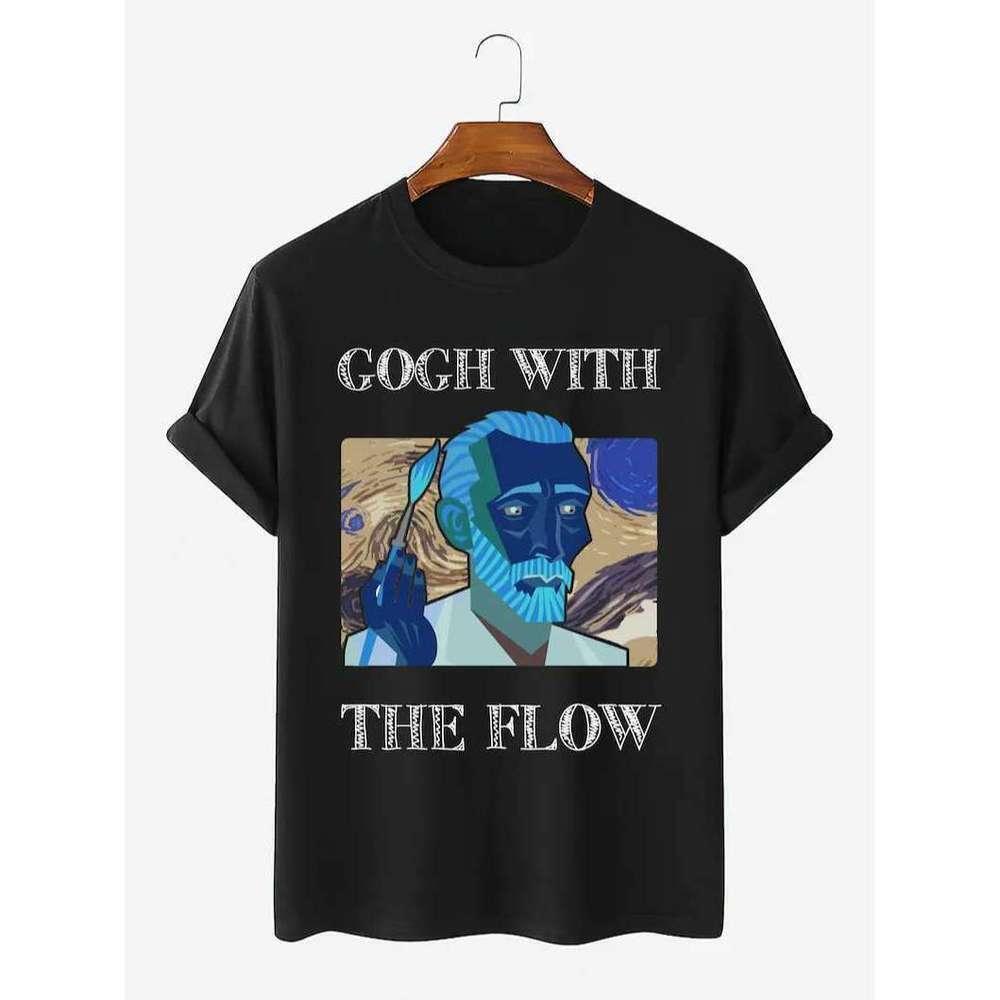 Van Gogh Go With The Flow Art Quote Aesthetic T Shirt